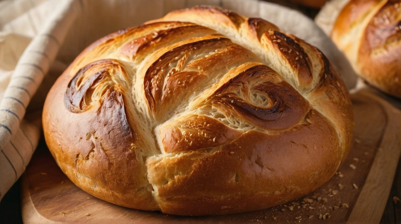 Hot bread fresh out of the oven, grandma's sourdough bread