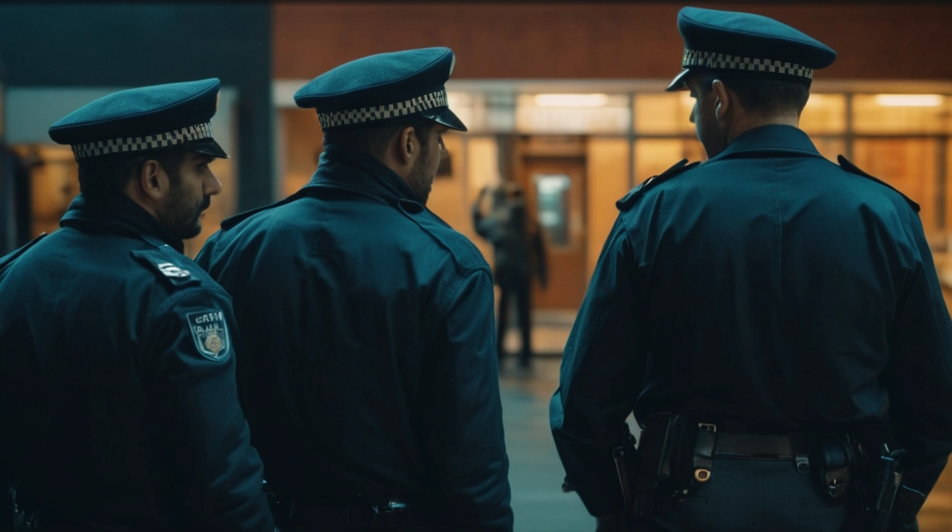 Policemen investigating a crime. Citizen sleuth.